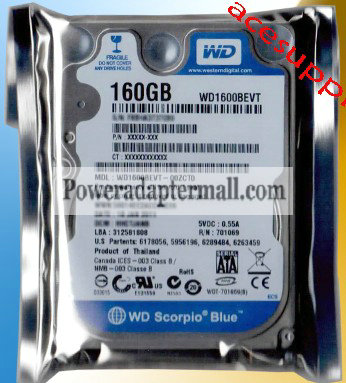 WD 2.5"SATA 160GB WD1600BEVT 5400RPM Hard Drive for laptop